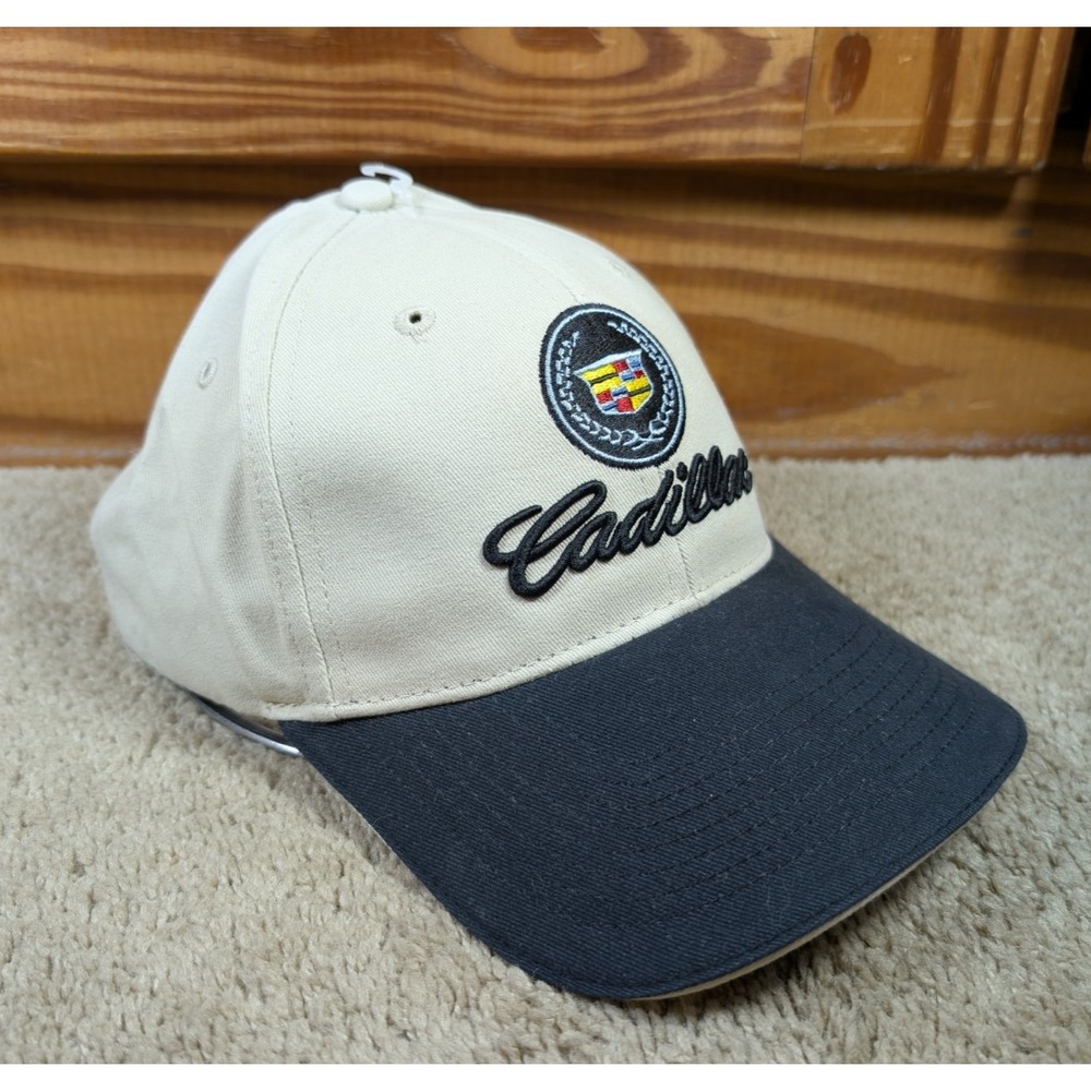 Vintage Cadillac Car Hat NWT GM‎ General Motors Khaki Cap Snapback Embroidered